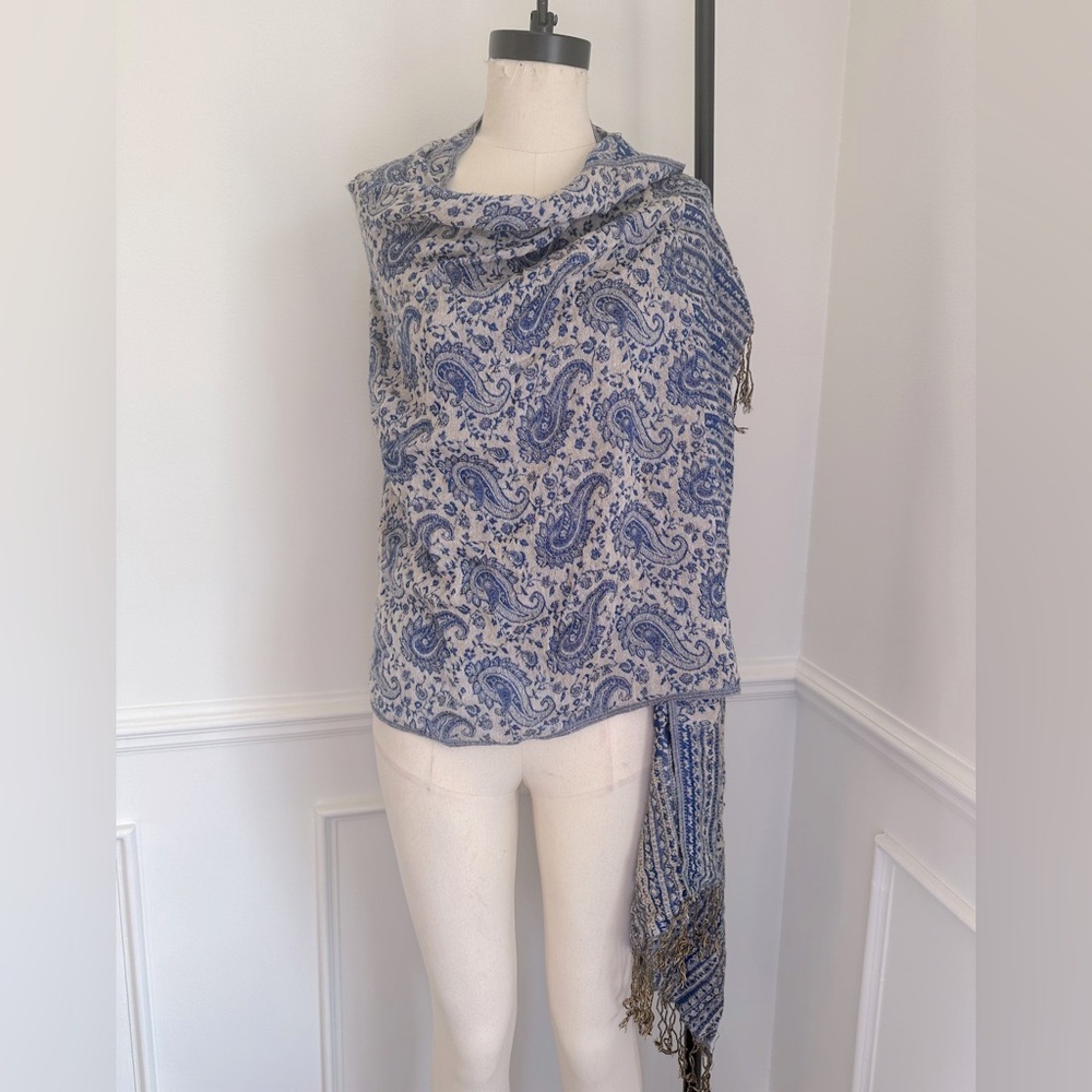 Blue Paisley pashima Scarf